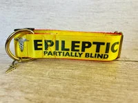 Yellow on Red Epileptic - Medical Alert Dog Collar 5