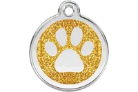 Personalised Red Dingo Glitter Enamel Paw Pet ID Tag 3