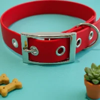 Red Biothane Waterproof Dog Collar 1