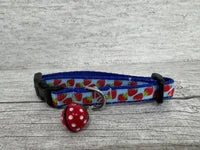 Multi Strawberries Strawberry Ribbon Cat Collar 6