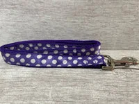 Purple with White Spots Dots Ribbon Lead 1