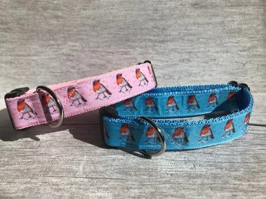 Christmas Robins Dog Collar