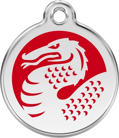 Personalised Red Dingo Dragon Enamel Pet ID Tag