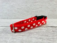Red with white Spots Dots Dog Collar 2