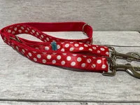 Red with white Spots Dots Dog Collar 7