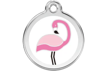 Personalised Red Dingo Flamingo Enamel Pet ID Tag