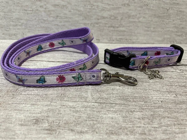 Butterfly & Flower Dog Collar for Puppies and Small Dogs